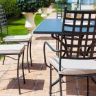 Poltrona de metal empilhável para exterior, fabricada na Itália, 4 peças - Pira Viadurini