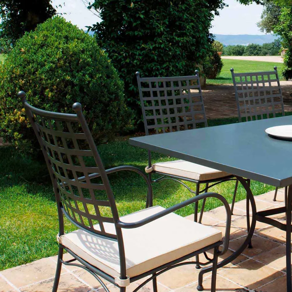 Poltrona de metal empilhável para exterior, fabricada na Itália, 4 peças - Pira Viadurini