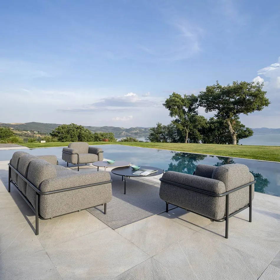 Poltrona ao ar livre em aço e polipropileno fabricado na Itália - Astrid Viadurini