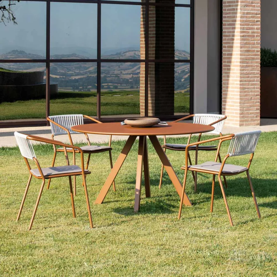 Poltrona ao ar livre em aço galvanizado empilhável fabricado na Itália 2 peças - Vesna Viadurini