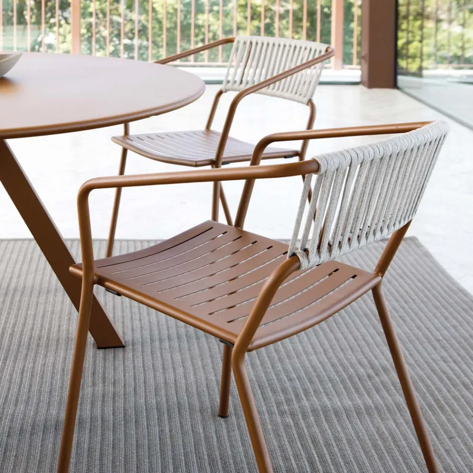 Poltrona ao ar livre em aço galvanizado empilhável fabricado na Itália 2 peças - Vesna Viadurini