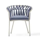 Poltrona ao ar livre em corda, tecido e alumínio - Emma Cross por Varaschin Viadurini