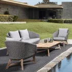 Poltrona Outdoor em Corda e Madeira Teca, Homemotion - Callum Viadurini