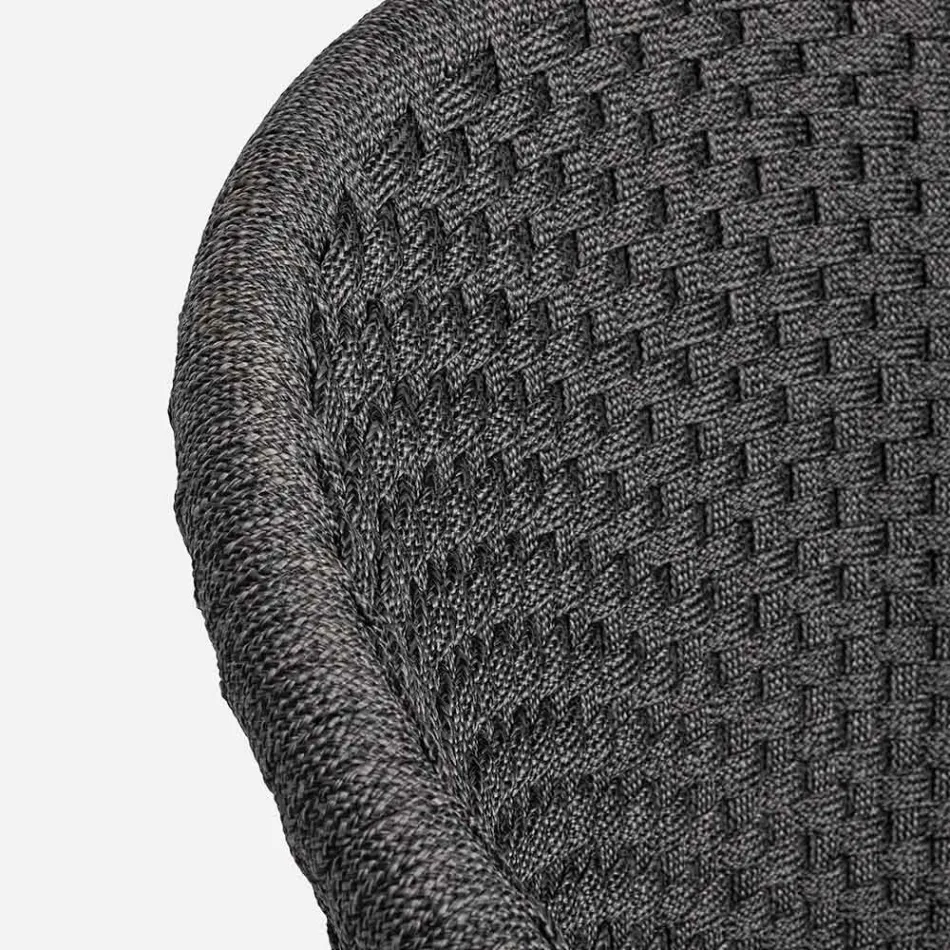 Poltrona Exterior em Madeira e Corda com Almofada, Homemotion, 2 Peças - Oskana Viadurini