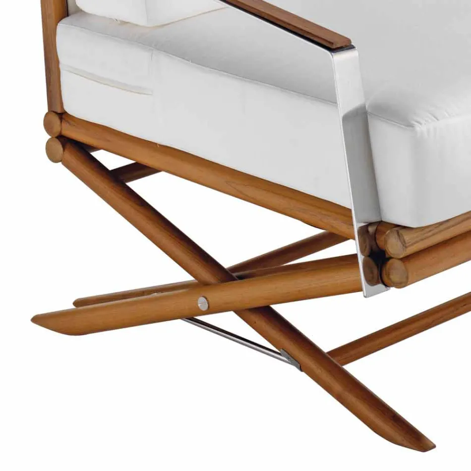 Poltrona Outdoor em Madeira Natural ou Brilhante ou Preto Mate e Almofada - Suzana Viadurini