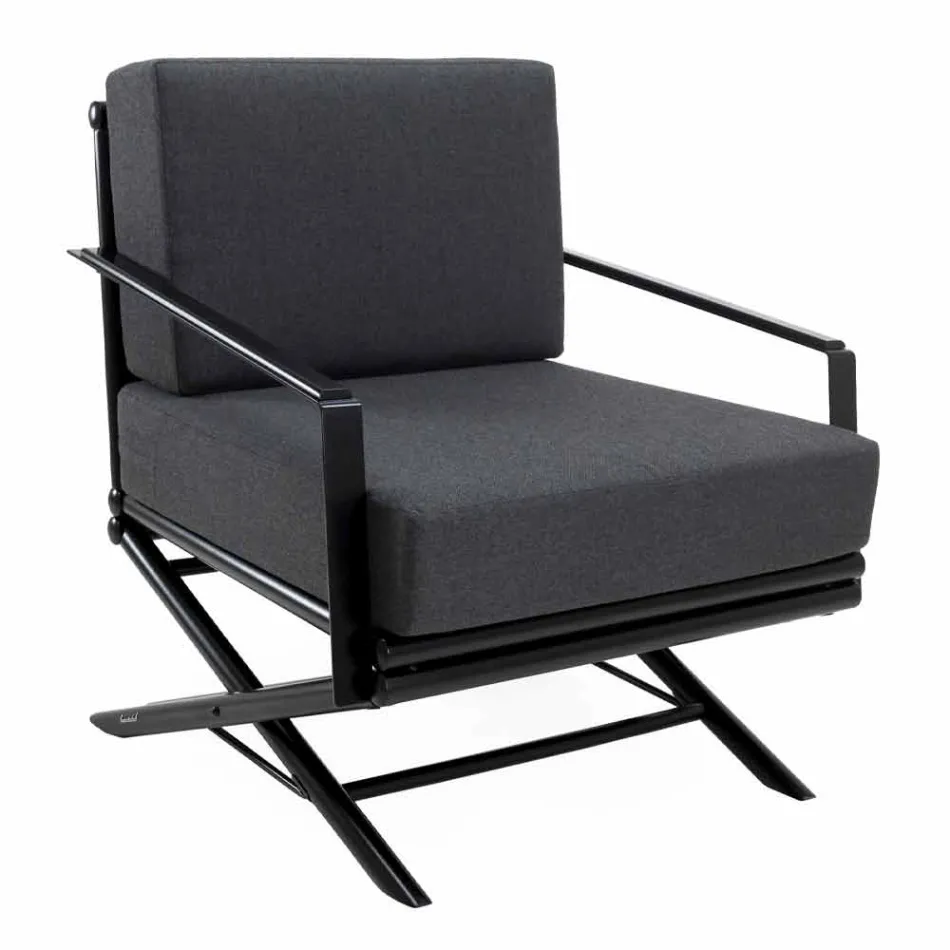 Poltrona Outdoor em Madeira Natural ou Brilhante ou Preto Mate e Almofada - Suzana Viadurini