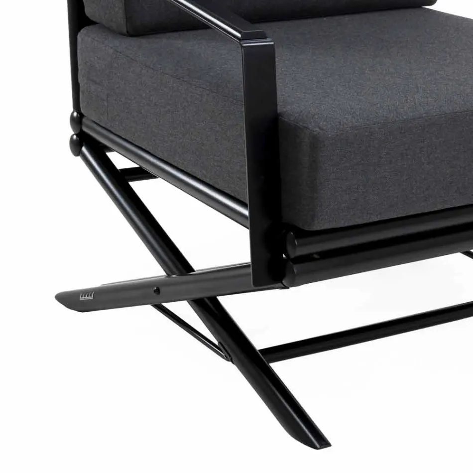 Poltrona Outdoor em Madeira Natural ou Brilhante ou Preto Mate e Almofada - Suzana Viadurini