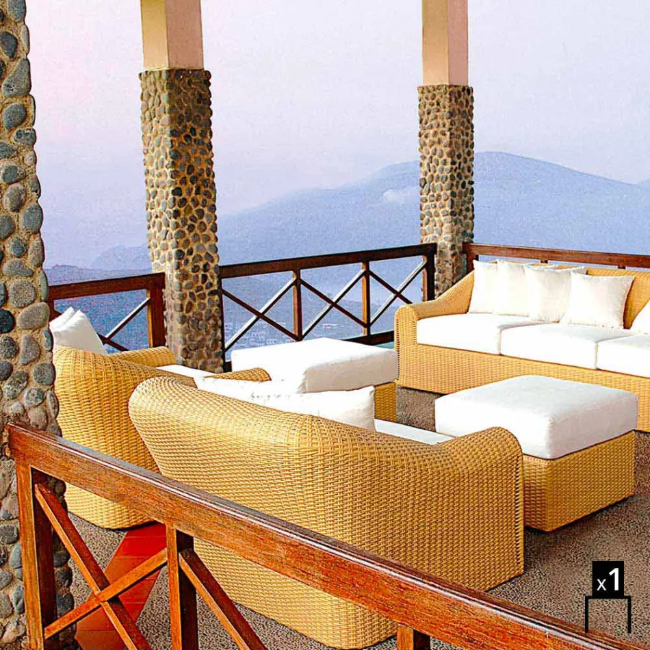 Poltrona de poltrona ao ar livre design tecido mão Cooper Viadurini