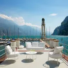 Poltrona Moderna ao Ar Livre em Metal Pintado e Tecido Fabricado na Itália - Olma Viadurini