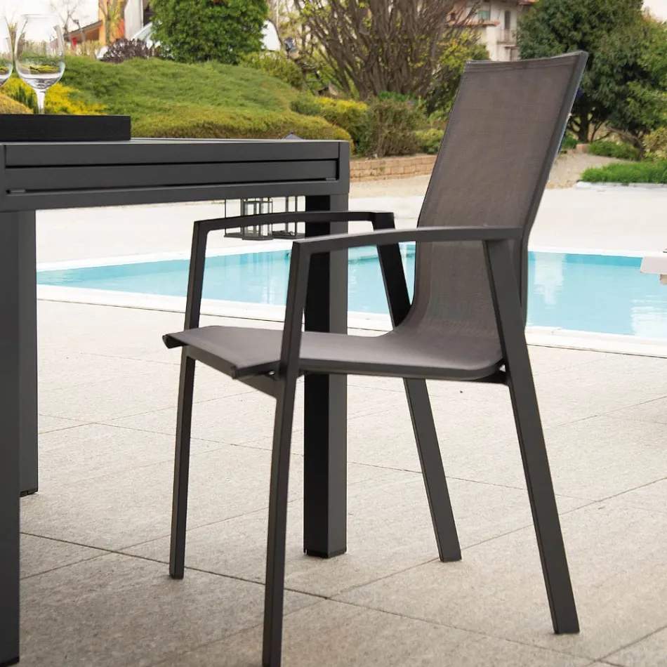 Cadeirão de exterior em alumínio e textilene - Mapa Viadurini