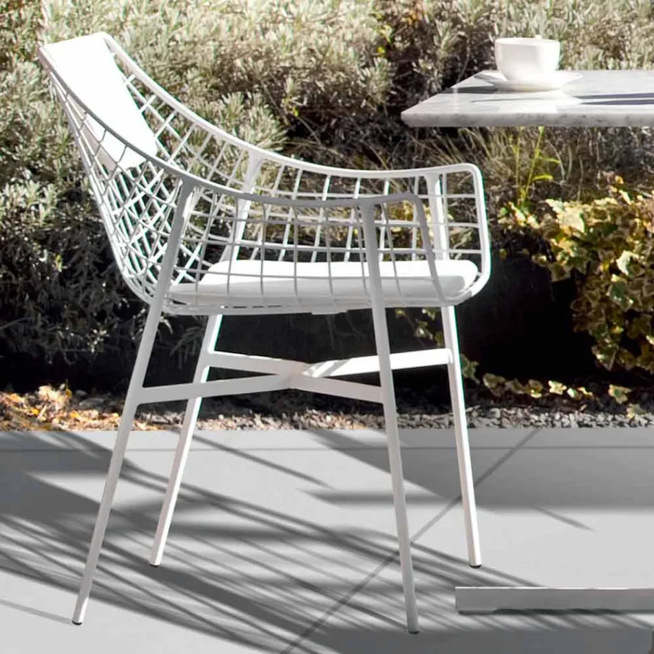 Varaschin Summer outdoor armchair Design em aço branco Viadurini