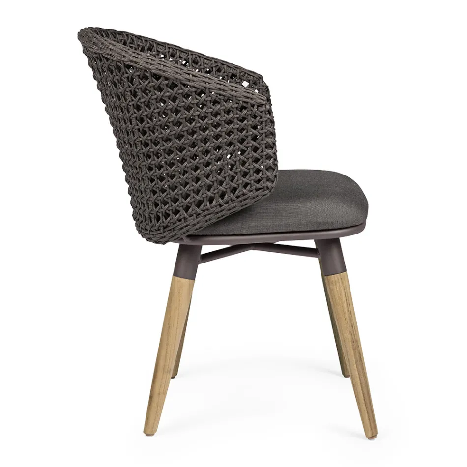 Poltrona de Jardim com Pernas de Teca e Assento em Tecido, Homemotion - Chantall Viadurini