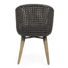 Poltrona de Jardim com Pernas de Teca e Assento em Tecido, Homemotion - Chantall Viadurini