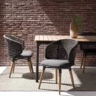 Poltrona de Jardim com Pernas de Teca e Assento em Tecido, Homemotion - Chantall Viadurini