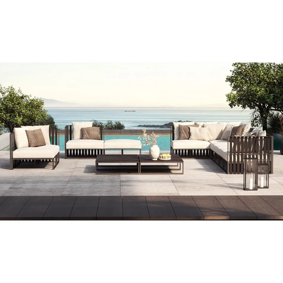 Poltrona de Jardim com Assento em Tecido e Estrutura em Alumínio Made in Italy - Juliediv Viadurini