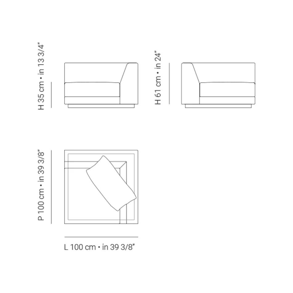 Poltrona de jardim com estrutura de canto esquerdo fabricada na Itália - Rubik Viadurini