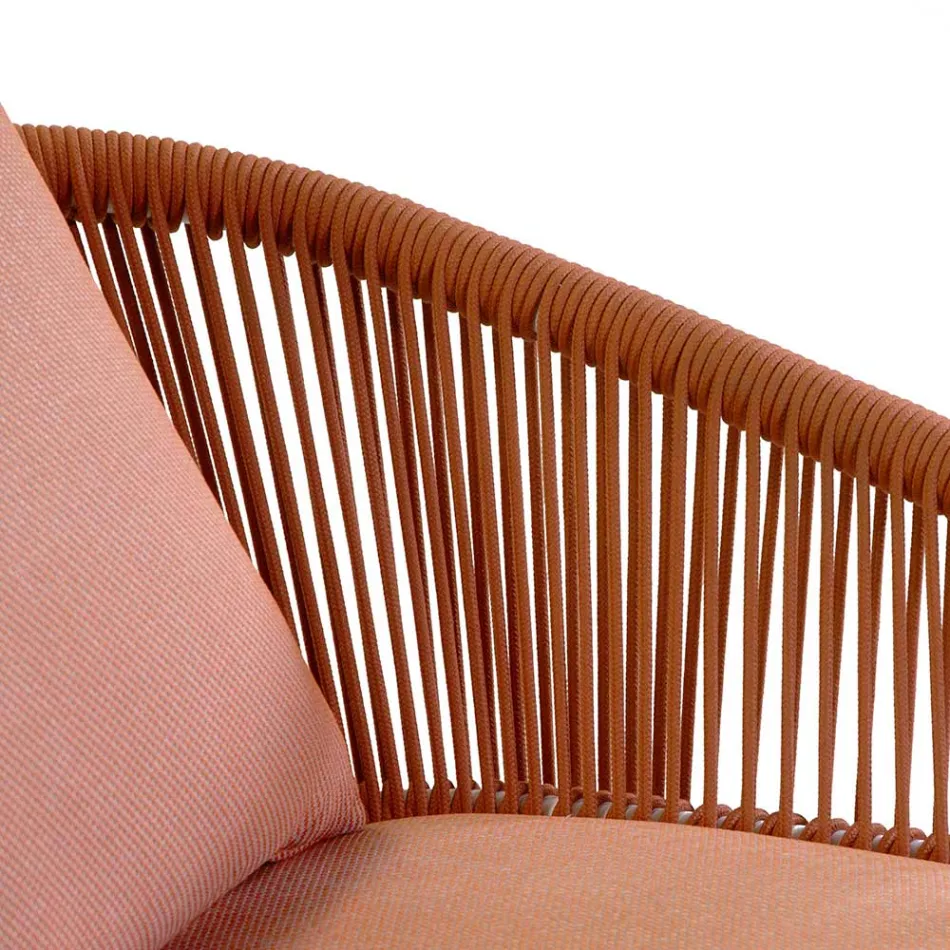 Cadeira de jardim com estrutura de alumínio e cordas com almofadas - Tenda Viadurini