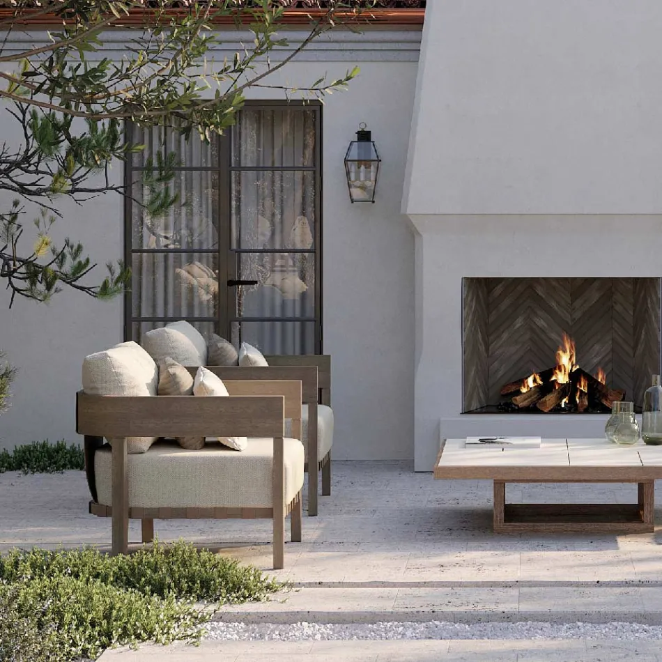 Cadeira de jardim com estrutura de madeira de teca feita na Itália - Briga Viadurini