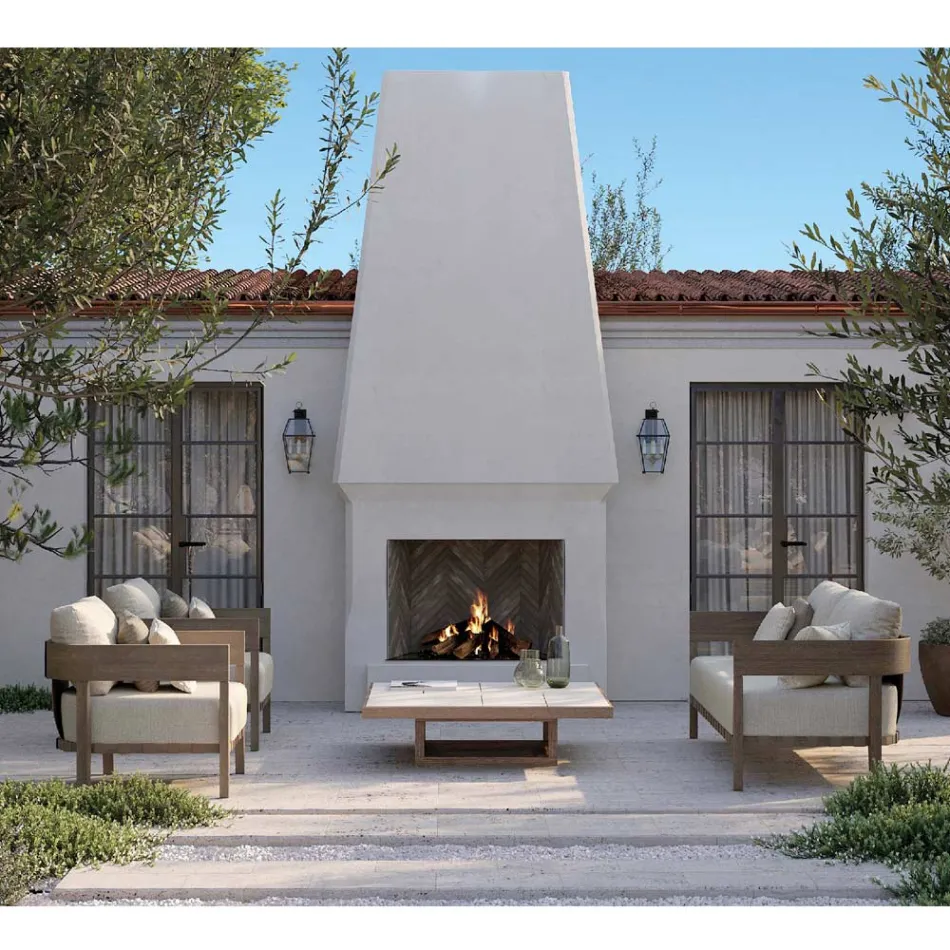 Cadeira de jardim com estrutura de madeira de teca feita na Itália - Briga Viadurini