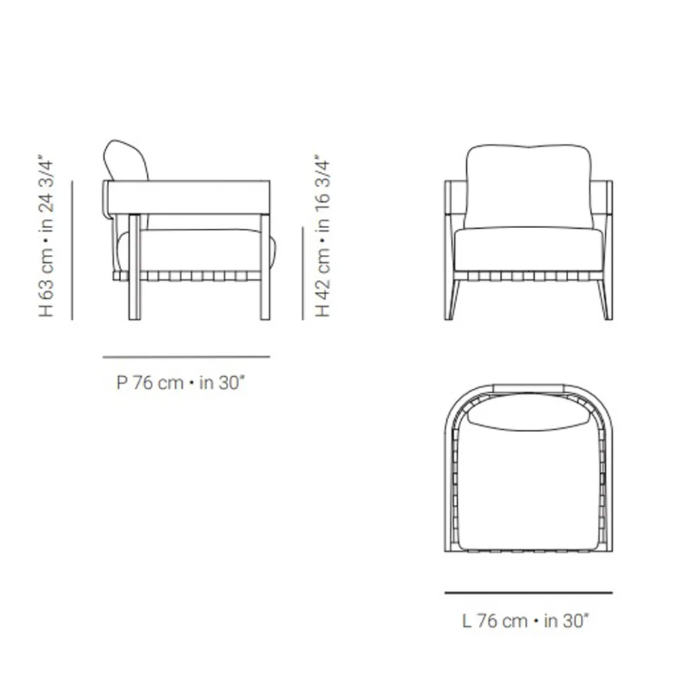 Cadeira de jardim com estrutura de madeira de teca feita na Itália - Briga Viadurini