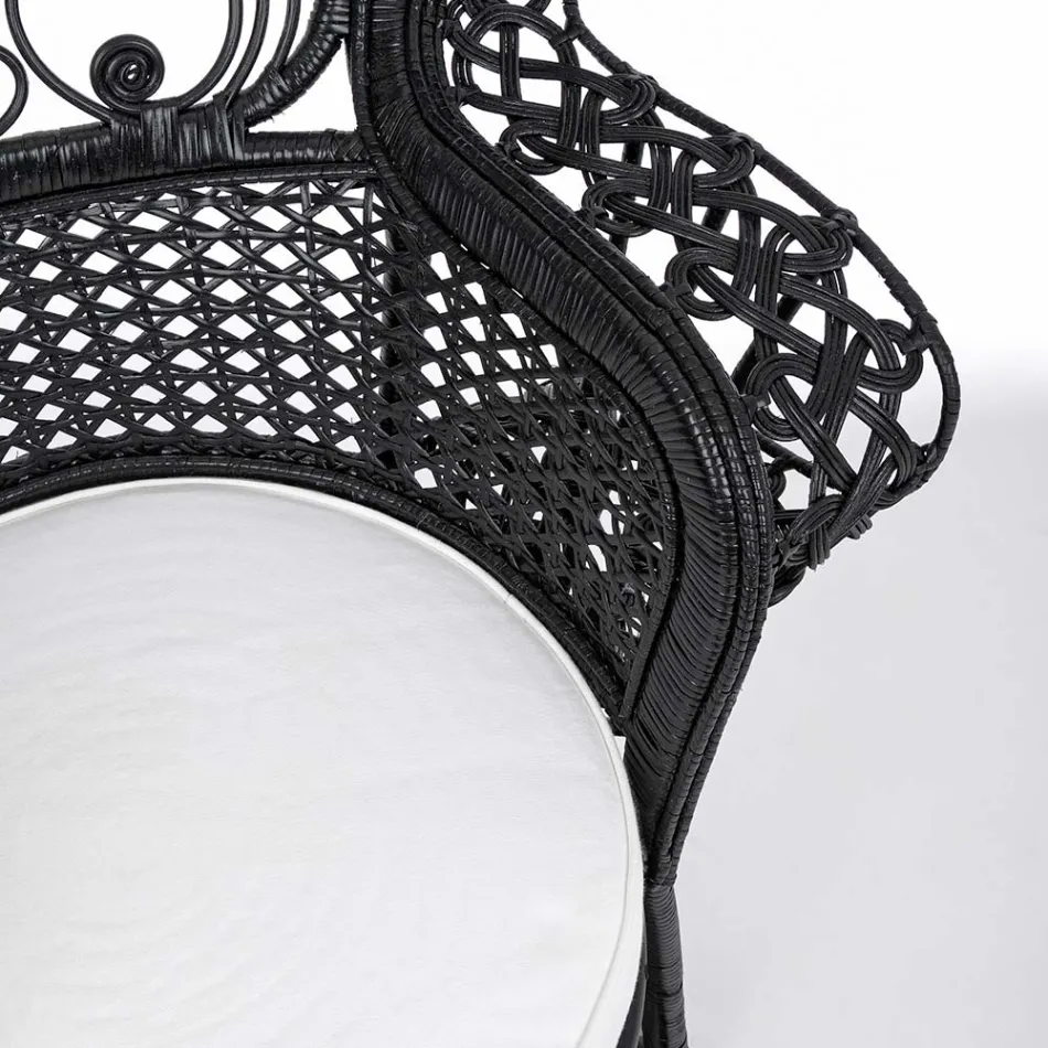 Poltrona de jardim exterior de design luxuoso em rattan preto - Serafino Viadurini
