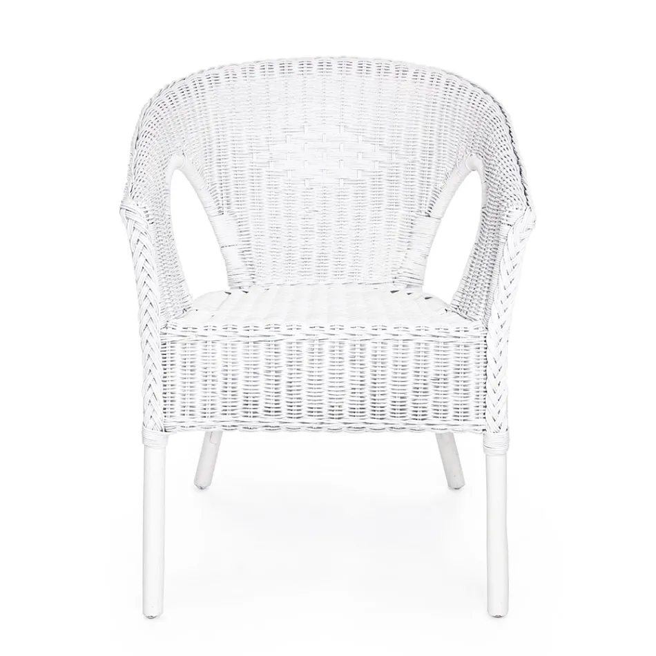 Poltrona de jardim empilhável design em rattan branco, azul ou verde - Favolizia Viadurini