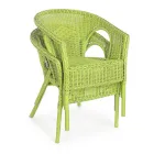 Poltrona de jardim empilhável design em rattan branco, azul ou verde - Favolizia Viadurini