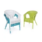 Poltrona de jardim empilhável design em rattan branco, azul ou verde - Favolizia Viadurini