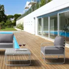 Poltrona de Jardim em Alumínio Branco Marfim Mate e Almofadas Cinza - Avoir Viadurini