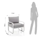 Poltrona de Jardim em Alumínio Branco Marfim Mate e Almofadas Cinza - Avoir Viadurini