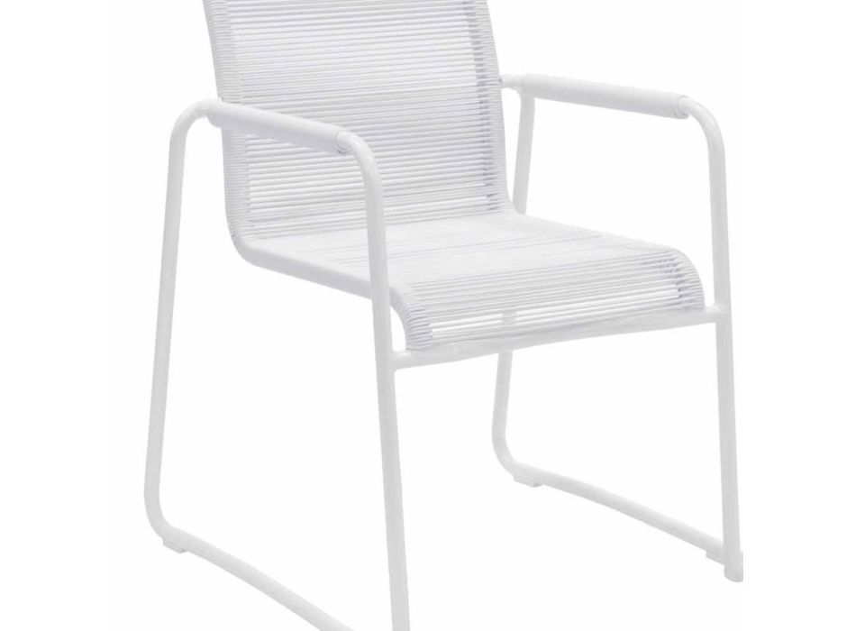 Cadeira de jardim em alumínio branco Design moderno empilhável - Wisky Viadurini