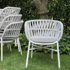 Cadeira de Jardim em Alumínio, Corda e Tecido Marsala ou Branco - Brise Viadurini