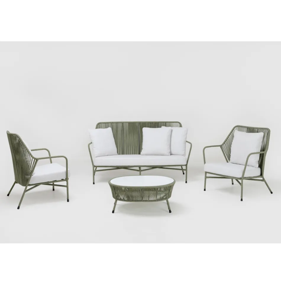 Poltrona de Jardim em Alumínio e Tecelagem de Corda - Asteria Viadurini