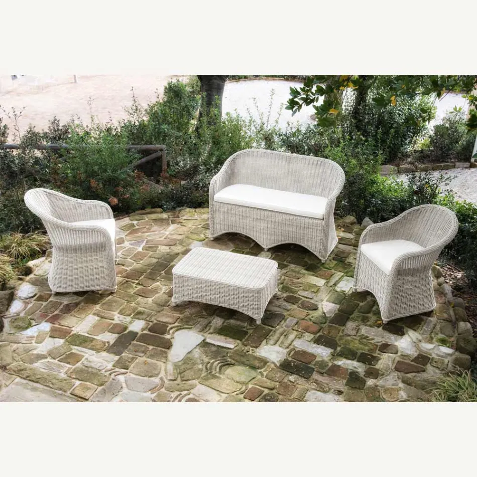 Cadeira de jardim em alumínio e trama de polirattan - Melina Viadurini