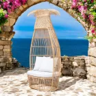 Poltrona de Jardim em Tecido Polirattan com Almofada Off-White - Anteia Viadurini