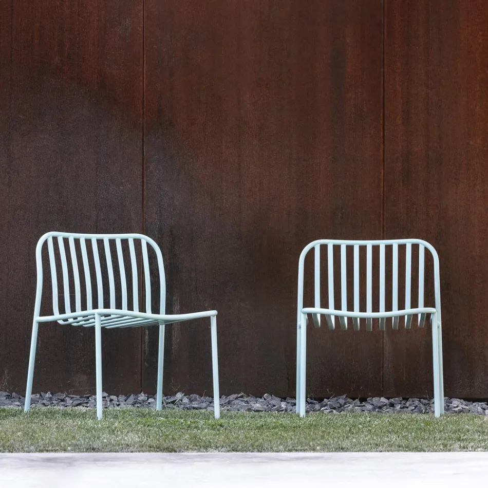 Poltrona de jardim empilhável de metal feita na Itália 2 peças - simplesmente Viadurini