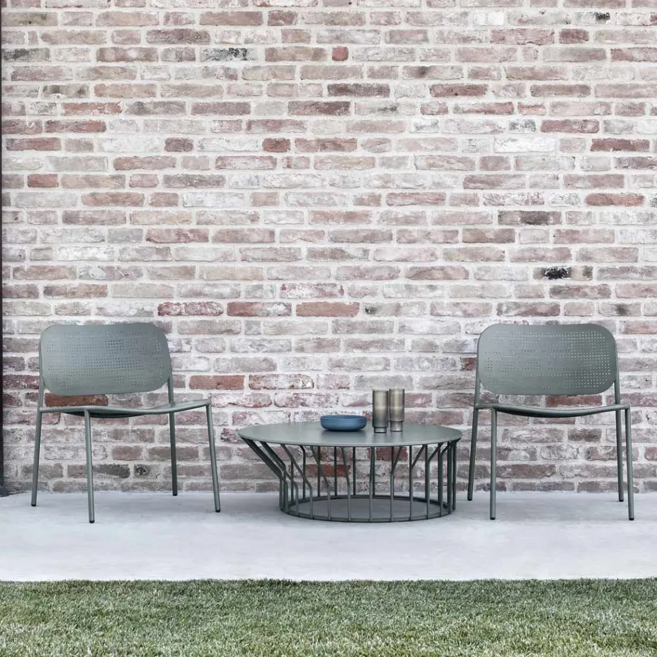 Poltrona de Jardim em Metal Pintado Made in Italy 2 Peças - Synergy Viadurini