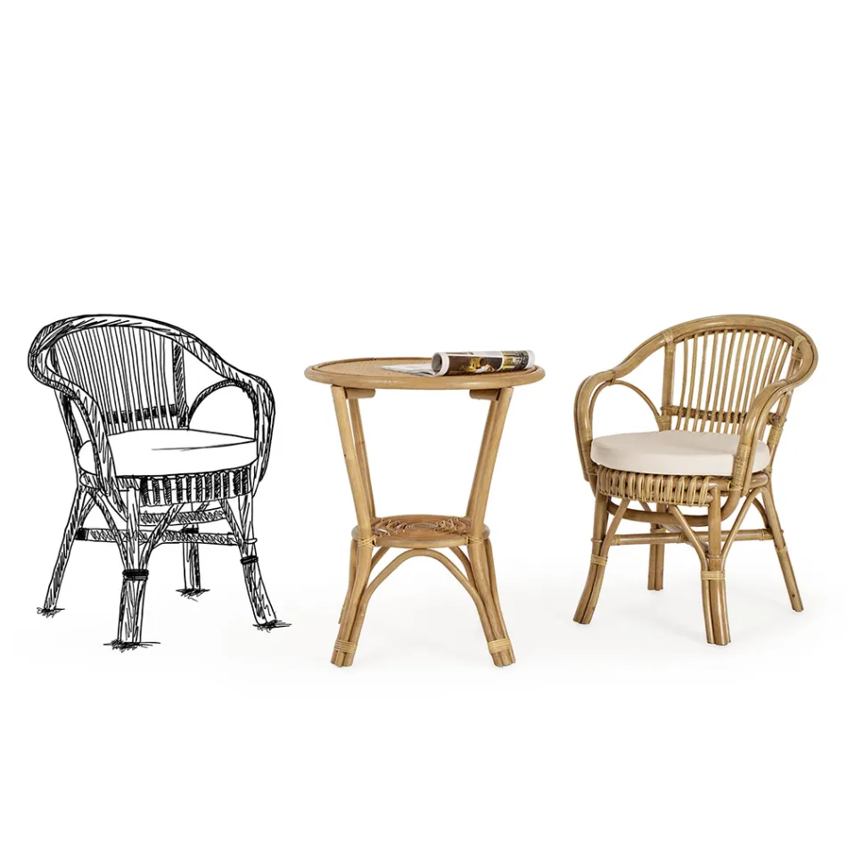 Poltrona de jardim em rattan natural para exteriores - Sporalizia Viadurini