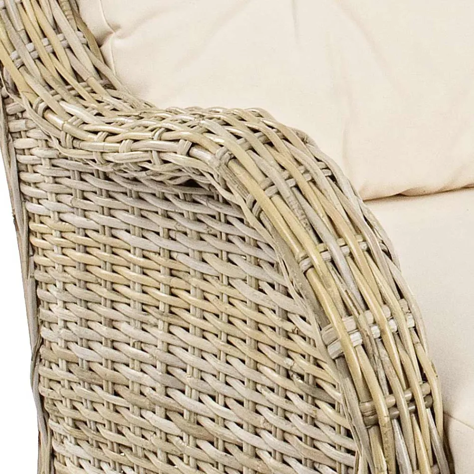 Poltrona de Jardim em Rattan Natural para Exterior com Almofadas - Supreme Viadurini