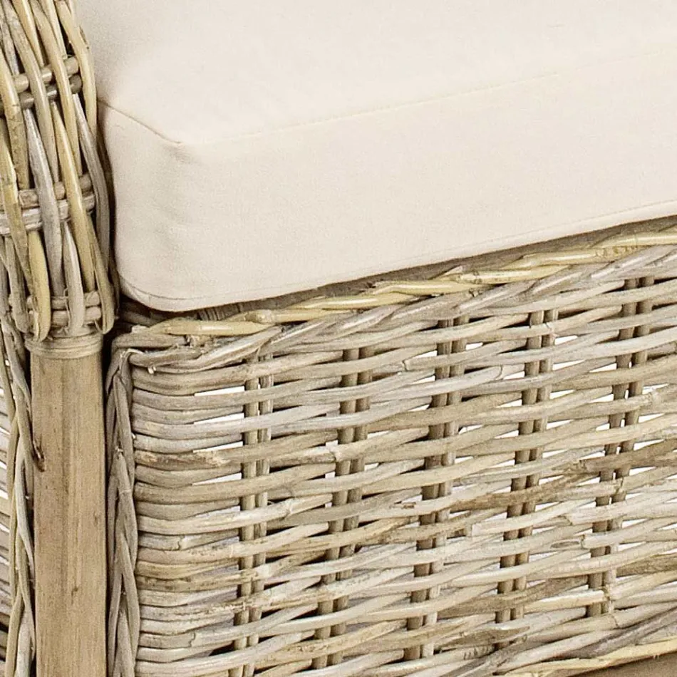 Poltrona de Jardim em Rattan Natural para Exterior com Almofadas - Supreme Viadurini