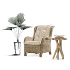 Poltrona de Jardim em Rattan Natural para Exterior com Almofadas - Supreme Viadurini