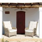 Poltrona de Jardim em Rattan Natural para Exterior com Almofadas - Supreme Viadurini