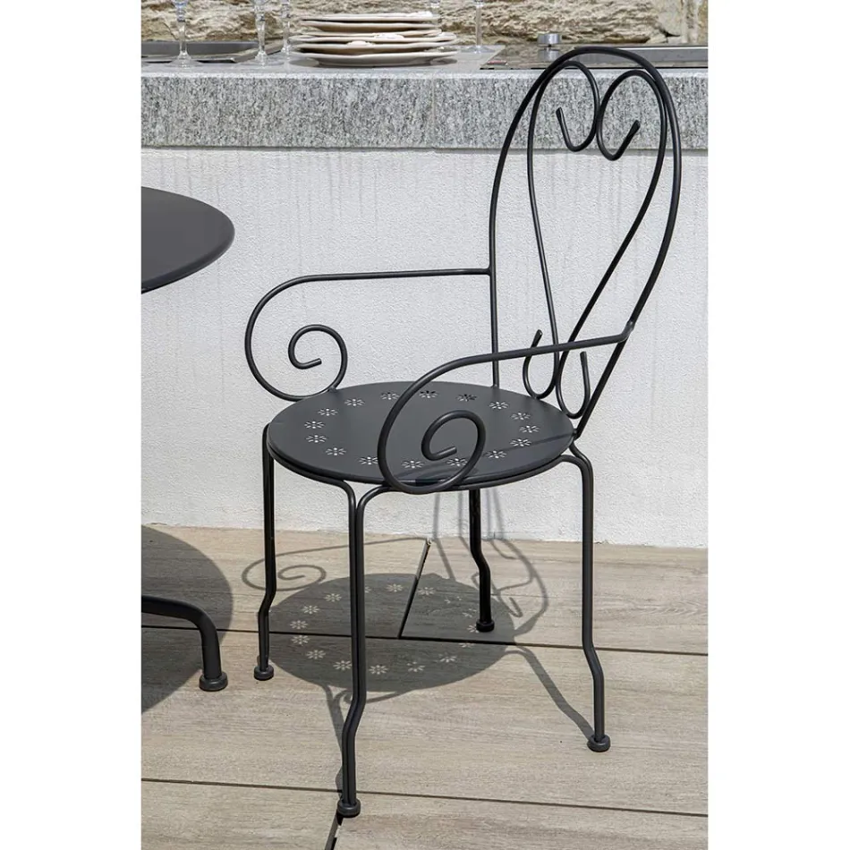 Cadeira de jardim feita inteiramente de metal - Arquivo Viadurini