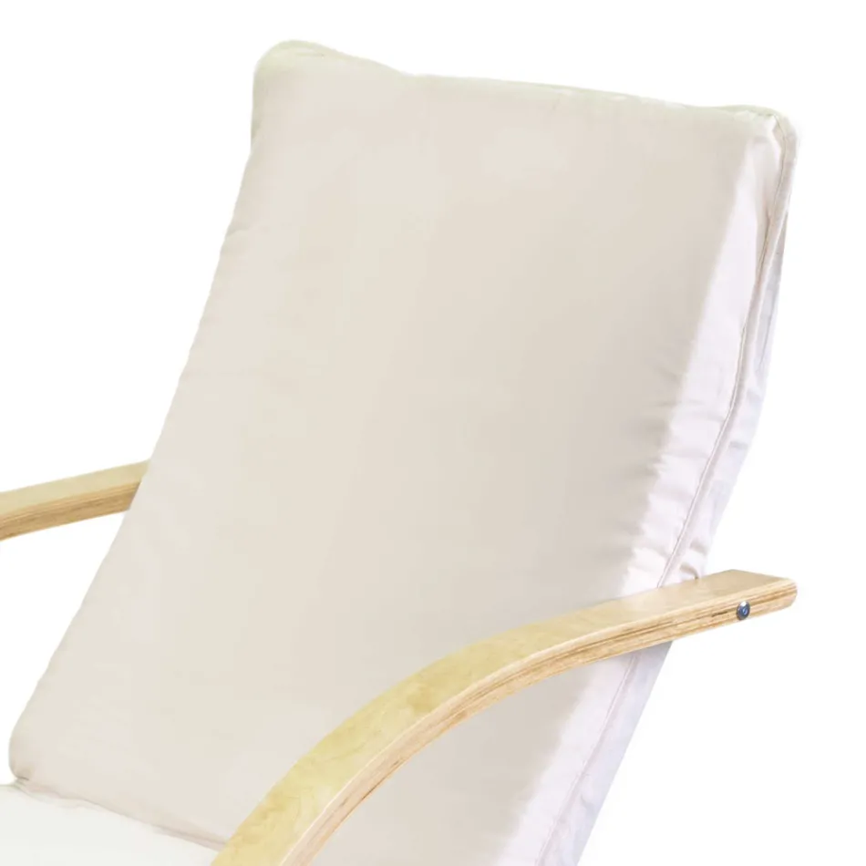 Cadeirão de interior em madeira de bétula e tecido - Abissi Viadurini