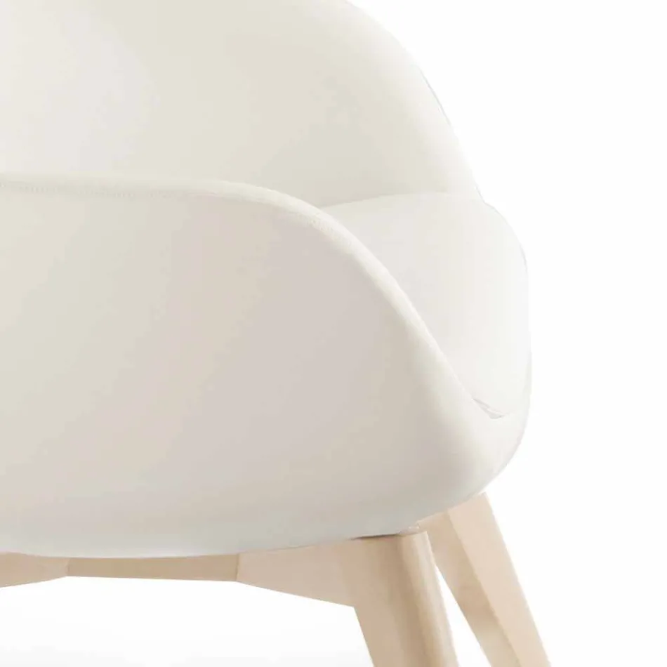 Poltrona Sala com Apoio para Pés em Couro e Madeira Made in Italy - Butterfly Viadurini