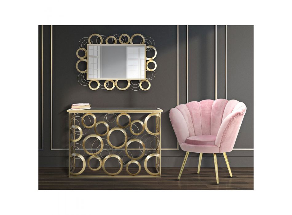 Poltrona Design Living Room em Veludo com Pés de Ferro Dourado - Annina Viadurini