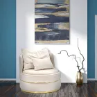 Poltrona estofada e estofada para sala de estar em tecido com decorações - patch Viadurini