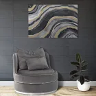 Poltrona estofada e estofada para sala de estar em tecido com decorações - patch Viadurini