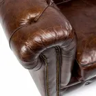 Poltrona Sala de Estar em Couro Vintage com Efeito Envelhecido com Rodas e Braços - Selo Viadurini