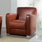 Poltrona de Sala em Madeira, Couro e Metal Made in Italy - Burlesco Viadurini